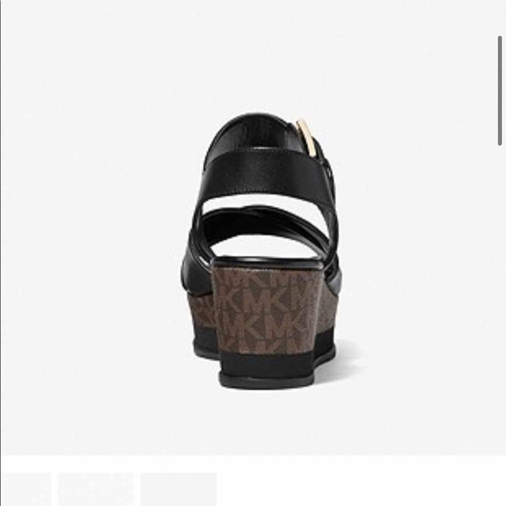 MICHAEL KORS NEVA PLATFORM LEATHER BLK / Brown 7:5 - Picture 5 of 6